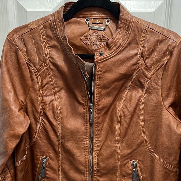 Jou Jou Vegan Leather Tobacco/Brown Light-Weight Jacket Size Large - Picture 3 of 13